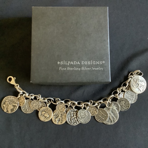 Silpada Silver Roman Coin Bracelet - Picture 1 of 2